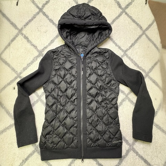 Eddie Bauer Women’s Small Swiss Model 1944 Knit Quilted Down Jacket Rising Sun - Picture 1 of 11